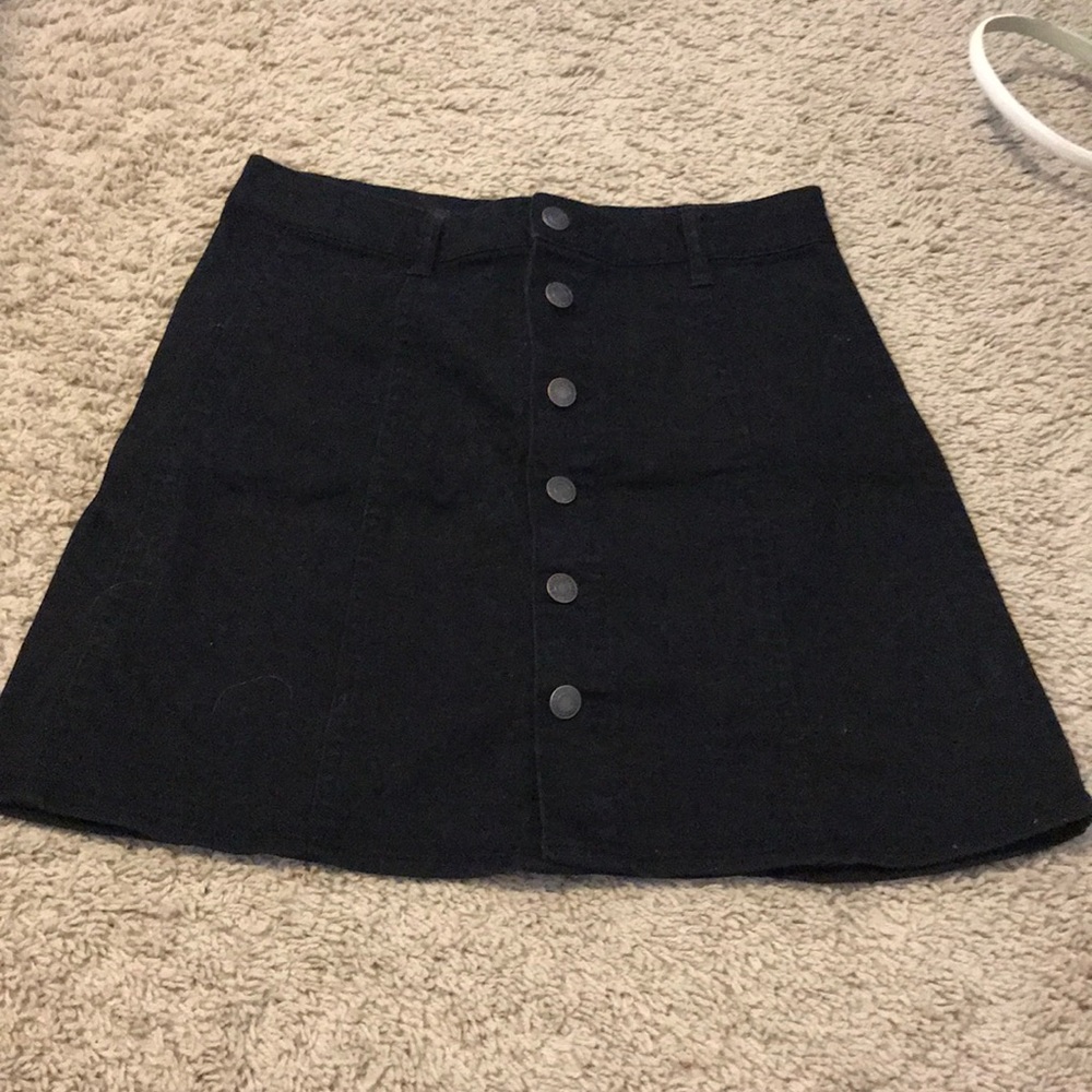 Black jean button up skirt